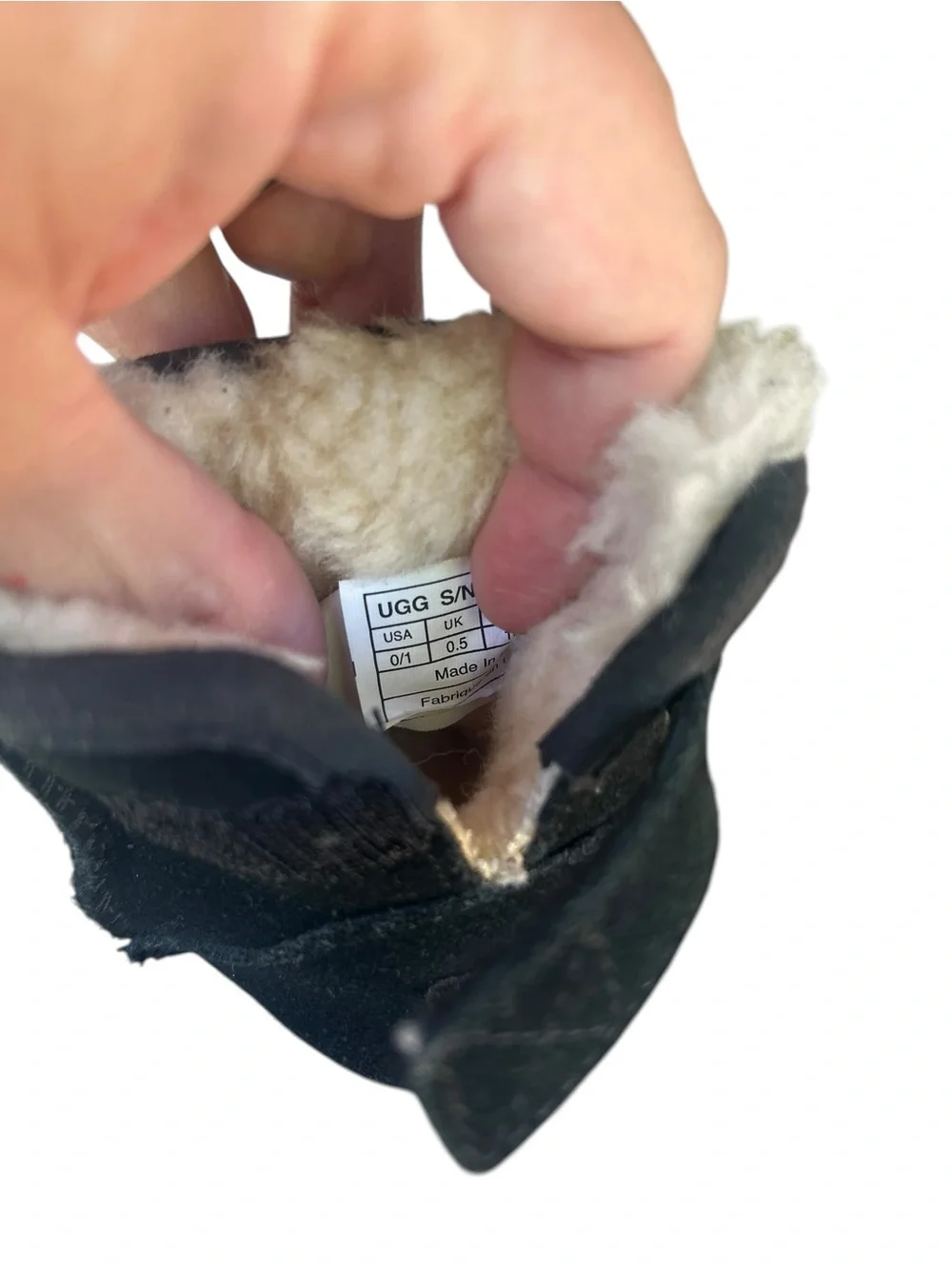 Baby UGG Booties Black Shearling Lined Crib Shoes 0/1
